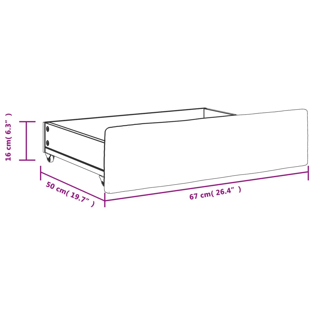 Cassetti da Letto 2pz Blu in Legno Multistrato e Velluto 833915