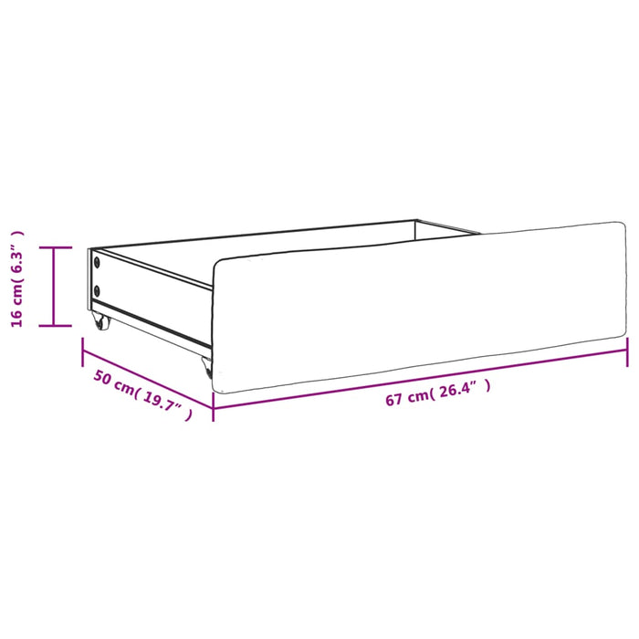 Cassetti da Letto 2pz Blu in Legno Multistrato e Velluto 833915