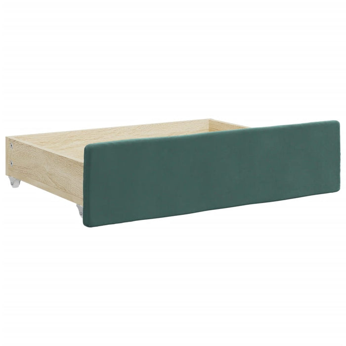 Cassetti da Letto 2pz Verde Scuro Legno Multistrato e Velluto 833918