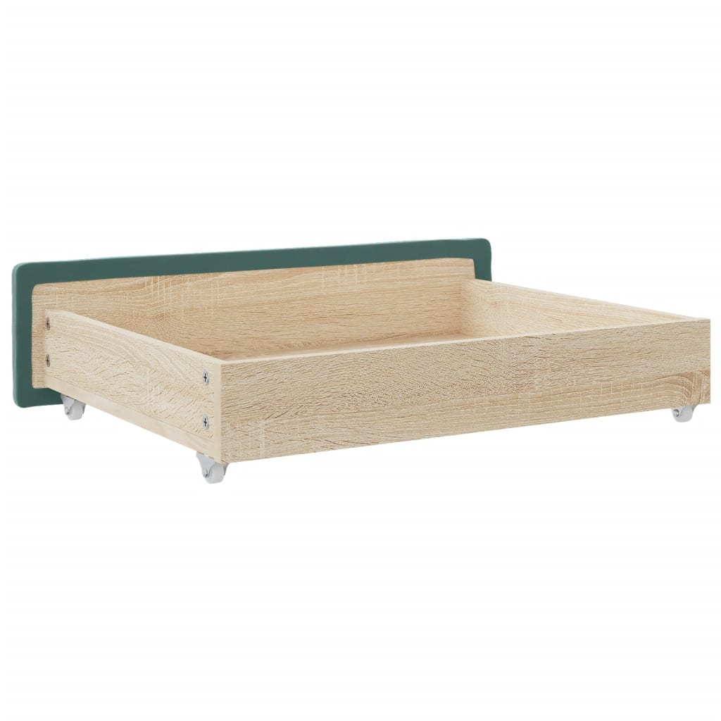 Cassetti da Letto 2pz Verde Scuro Legno Multistrato e Velluto 833918