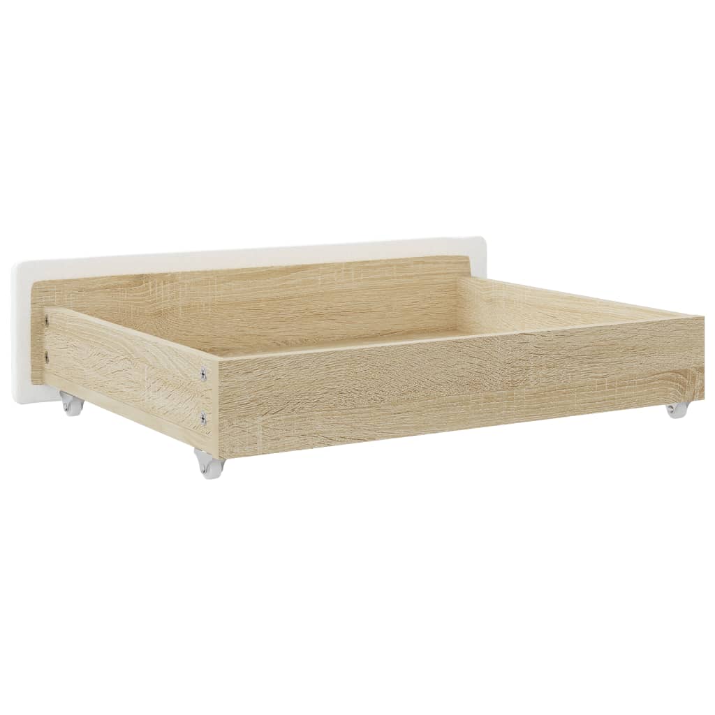 Cassetti da Letto 2pz Bianchi in Legno Multistrato e Similpelle 833923