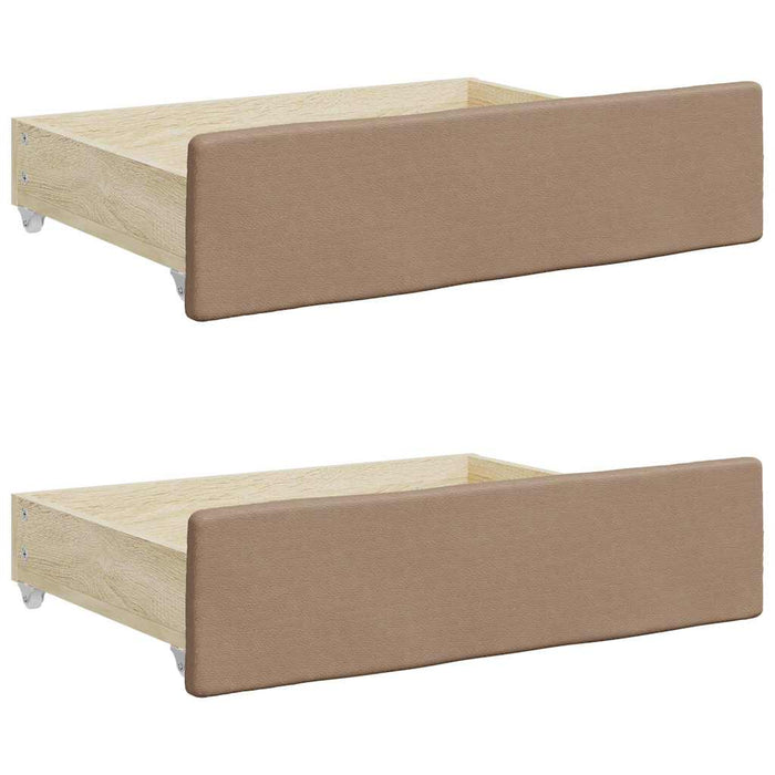 Cassetti da Letto 2pz Cappuccino Legno Multistrato e Similpelle 833925