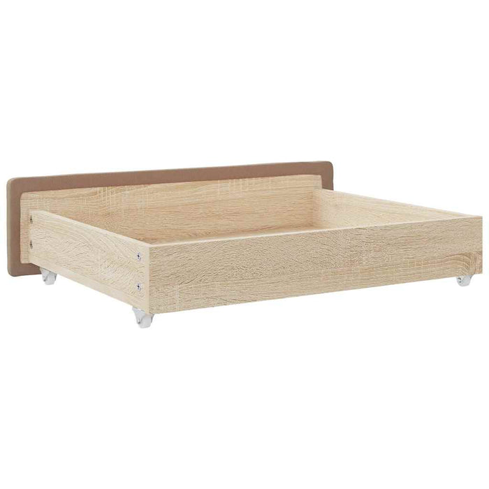 Cassetti da Letto 2pz Cappuccino Legno Multistrato e Similpelle 833925