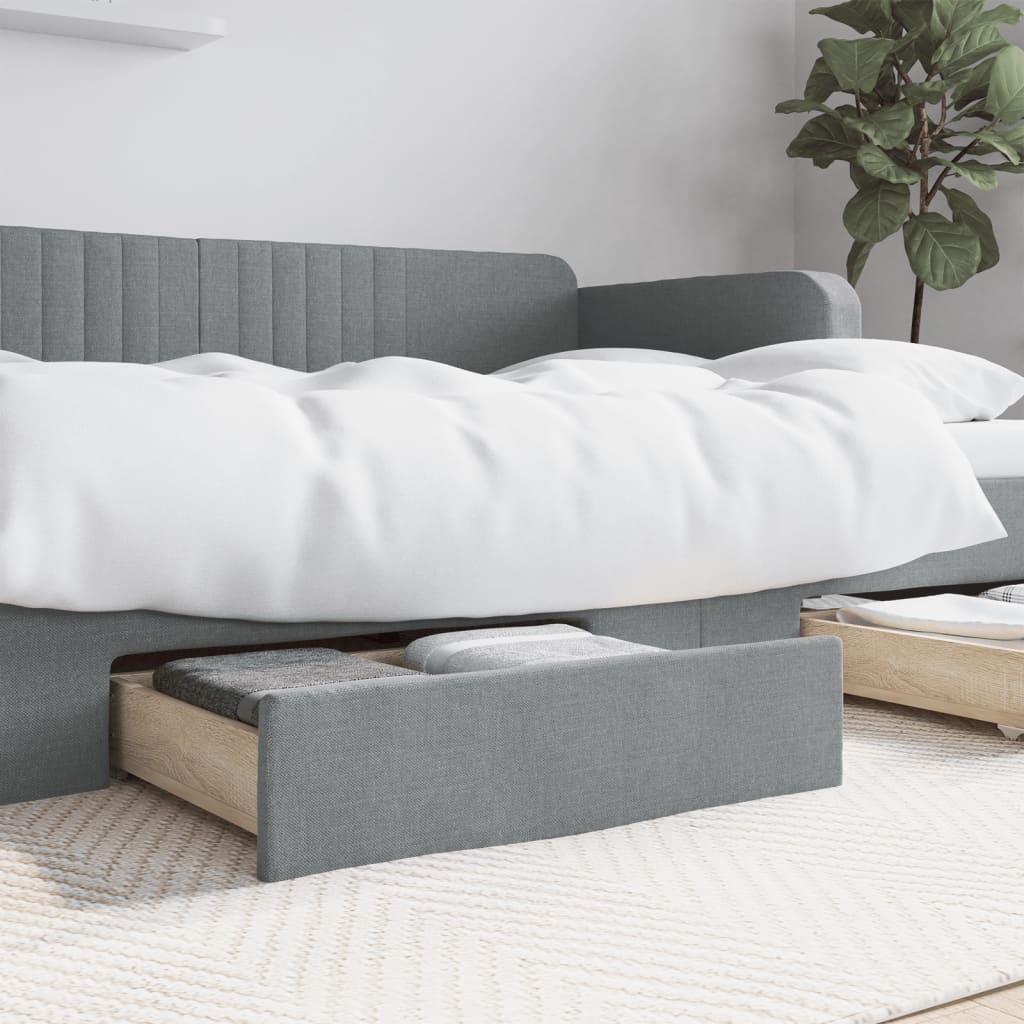 Cassetti per Letto 2pz Grigio Chiaro in Truciolato e Tessuto 833926