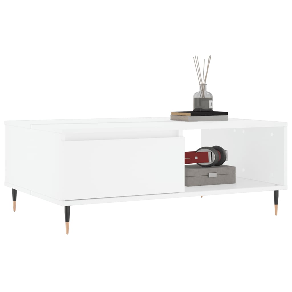 Tavolino da Salotto Bianco 90x60x35 cm in Legno Multistrato 827052