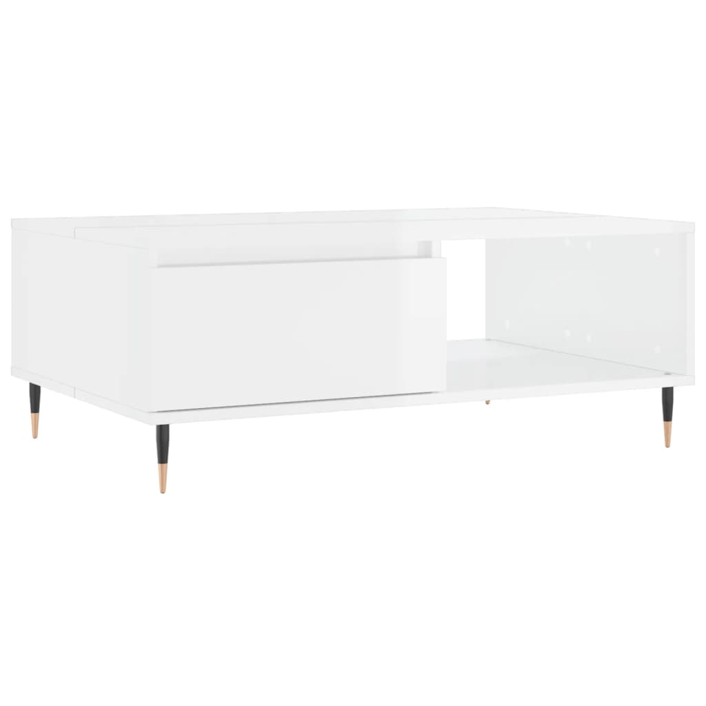 Tavolino Salotto Bianco Lucido 90x60x35 cm in Legno Multistratocod mxl 104002