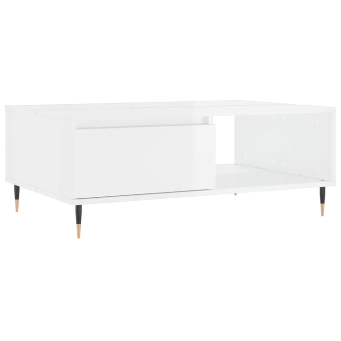 Tavolino Salotto Bianco Lucido 90x60x35 cm in Legno Multistratocod mxl 104002