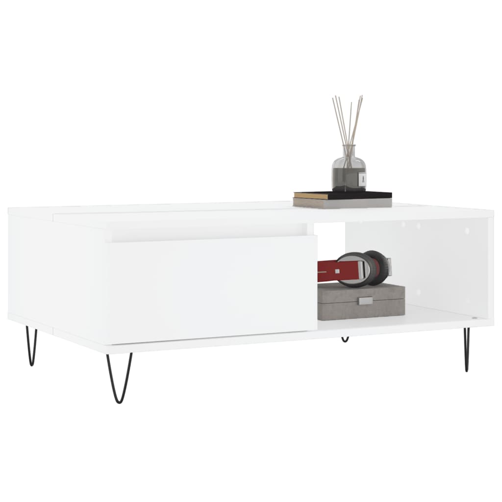 Tavolino da Salotto Bianco 90x60x35 cm in Legno Multistrato 827060