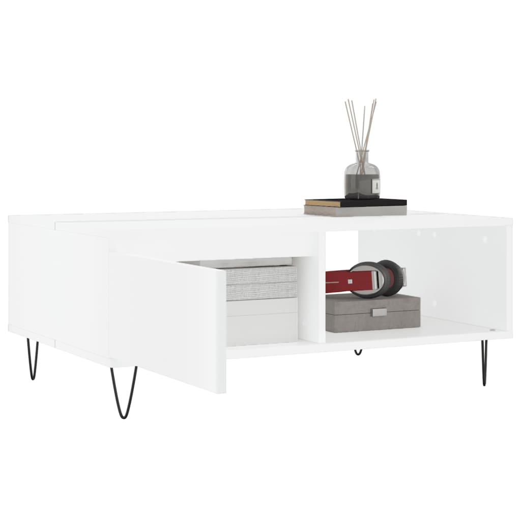 Tavolino da Salotto Bianco 90x60x35 cm in Legno Multistrato 827060