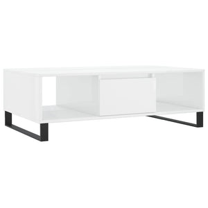 Tavolino da Salotto Bianco Lucido 104x60x35cm Legno Multistratocod mxl 105978