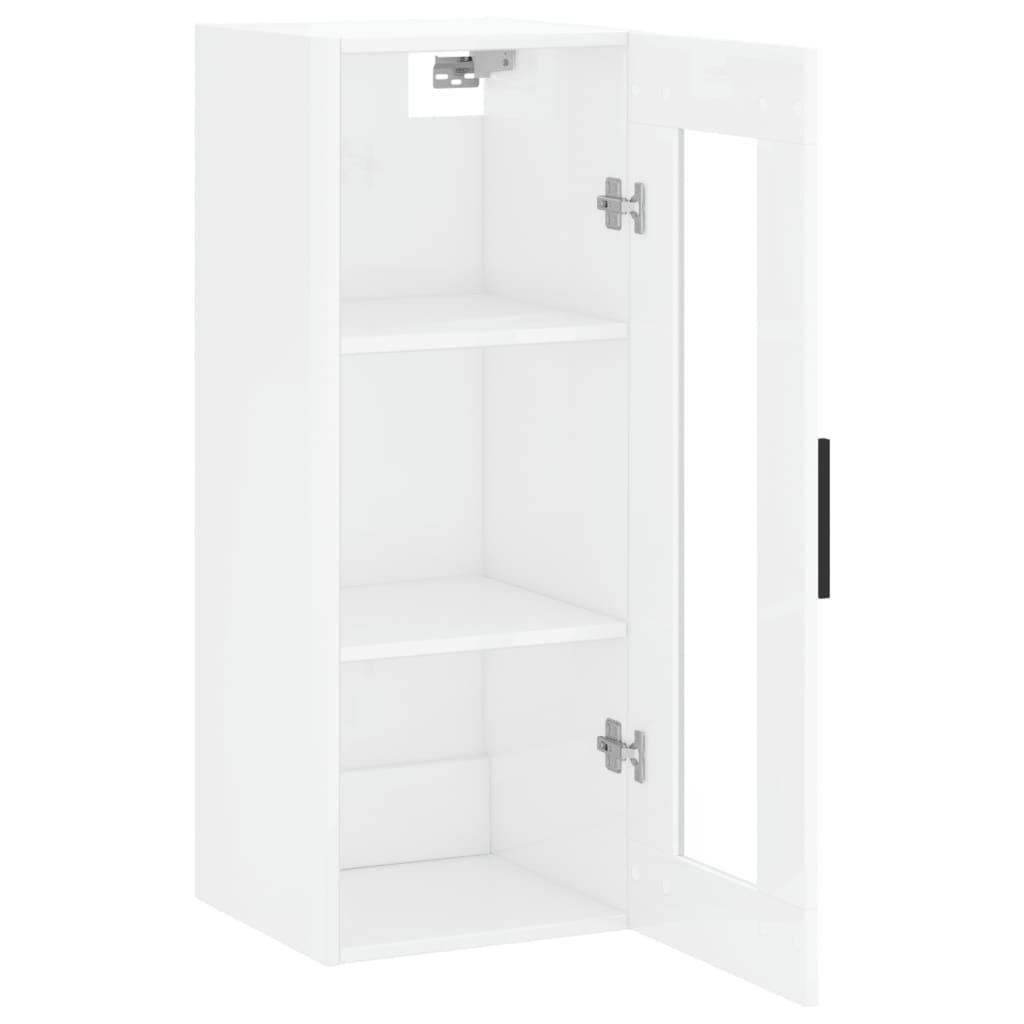 Mobile a Parete Bianco Lucido 34,5x34x90 cm 828934