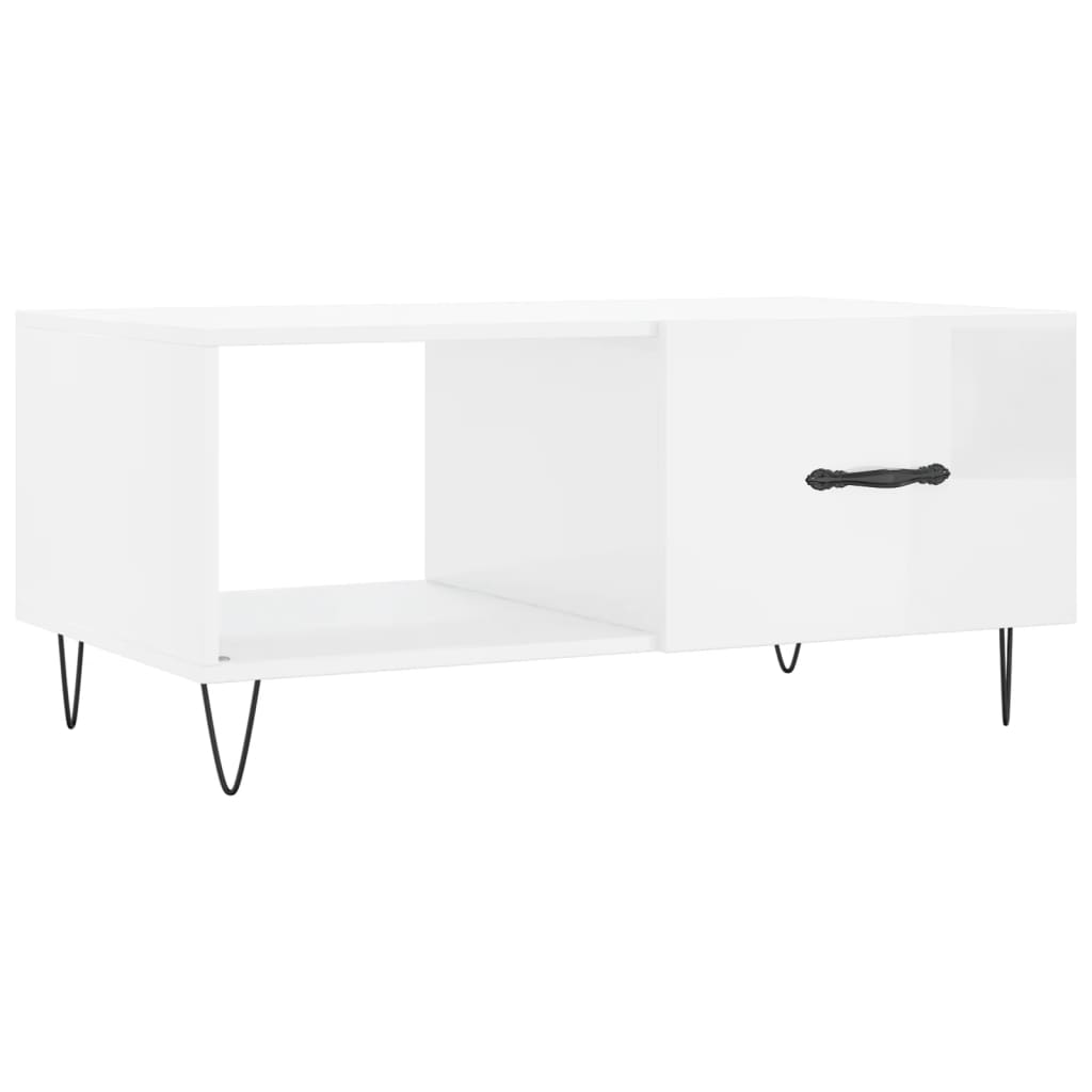 Tavolino da Salotto Bianco Lucido 90x50x40 cm Legno Multistratocod mxl 111845