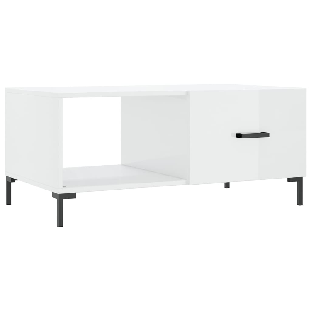 Tavolino da Salotto Bianco Lucido 90x50x40 cm Legno Multistrato 829214