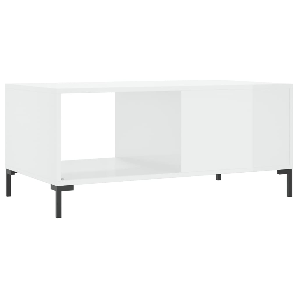 Tavolino da Salotto Bianco Lucido 90x50x40 cm Legno Multistrato 829214