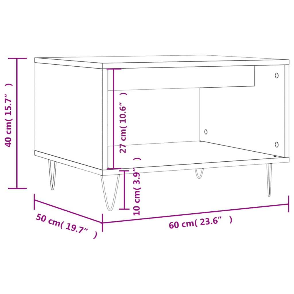 Tavolino da Salotto Rovere Fumo 60x50x40 cm Legno Multistrato 829257