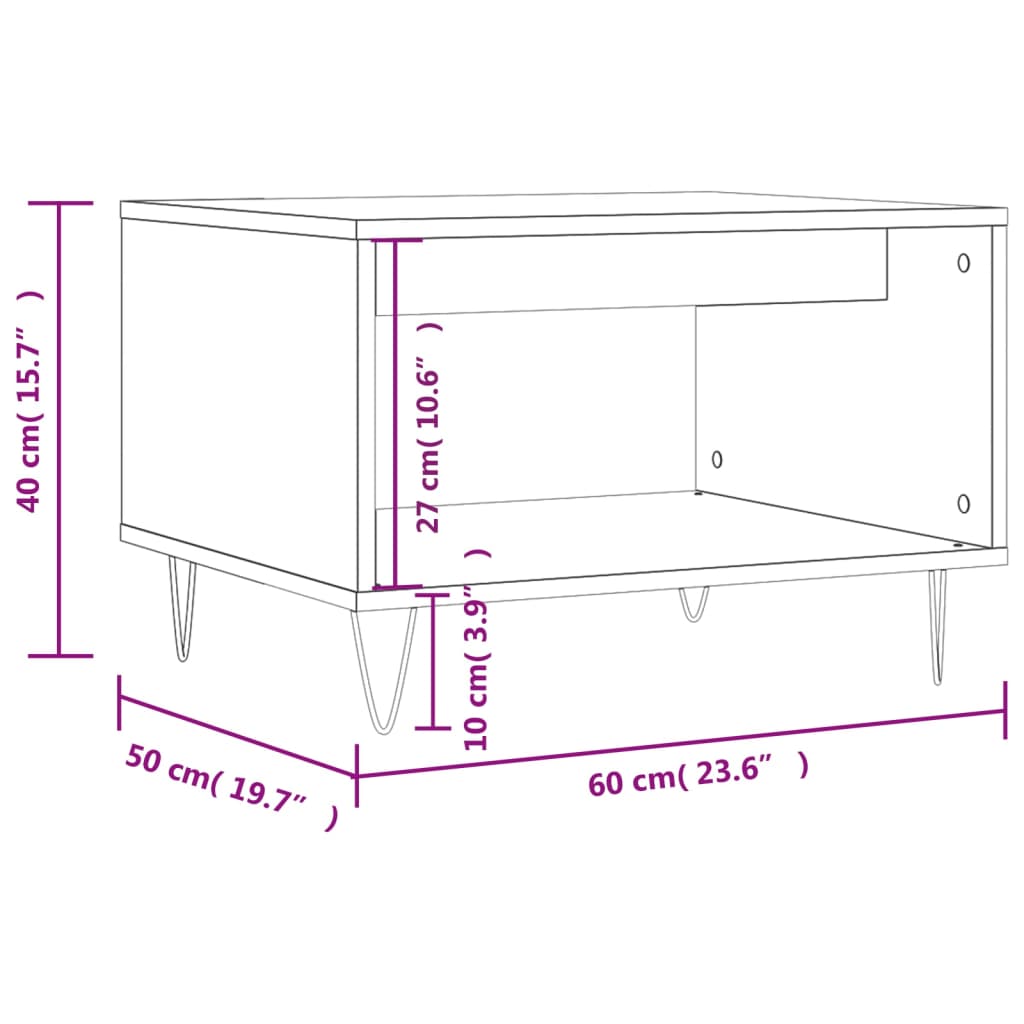 Tavolino da Salotto Rovere Marrone 60x50x40cm Legno Multistrato 829259