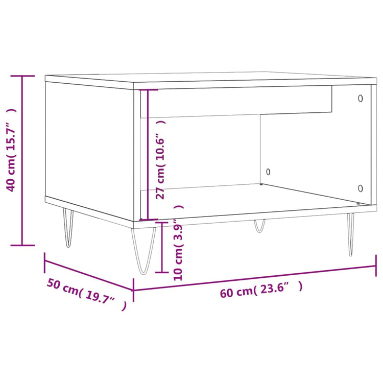 Tavolino da Salotto Rovere Marrone 60x50x40cm Legno Multistrato 829259