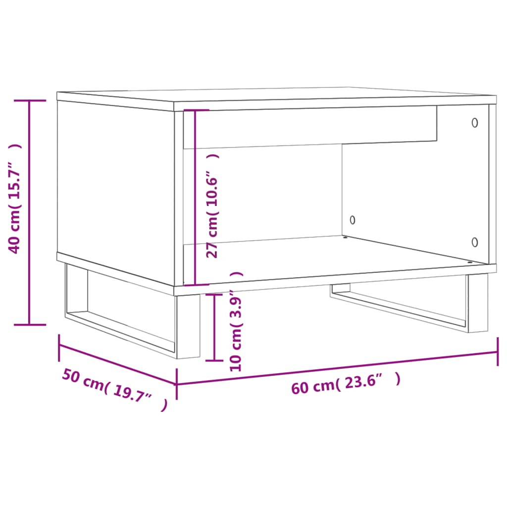 Tavolino da Salotto Nero 60x50x40 cm in Legno Multistrato 829261