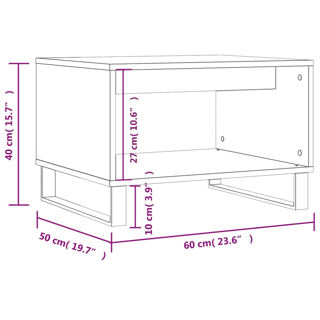 Tavolino da Salotto Rovere Marrone 60x50x40cm Legno Multistrato 829267