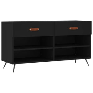 Panca Porta Scarpe Nera 102x35x55 cm in Legno Multistrato 829709