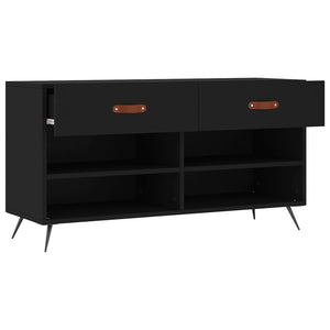 Panca Porta Scarpe Nera 102x35x55 cm in Legno Multistrato 829709