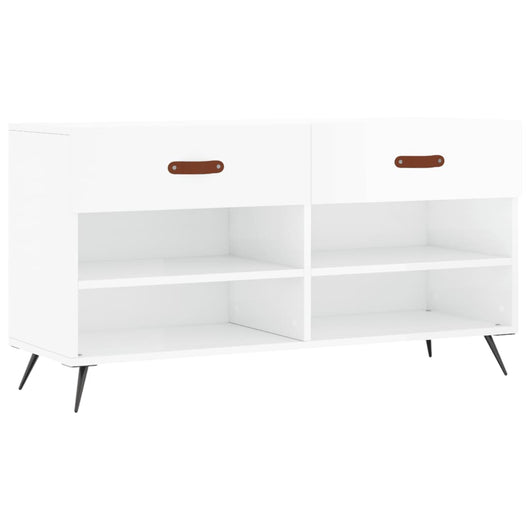 Panca Porta Scarpe Bianco Lucido 102x35x55 cm Legno Multistratocod mxl 127339