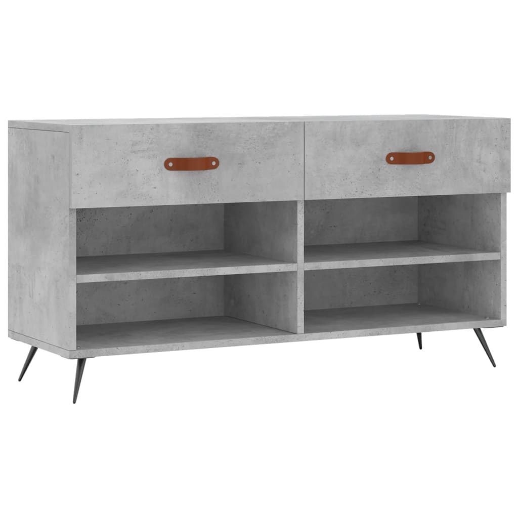 Panca Porta Scarpe Grigio Cemento 102x35x55cm Legno Multistrato 829712