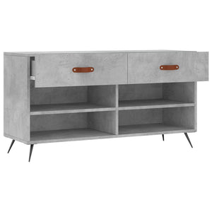 Panca Porta Scarpe Grigio Cemento 102x35x55cm Legno Multistrato 829712