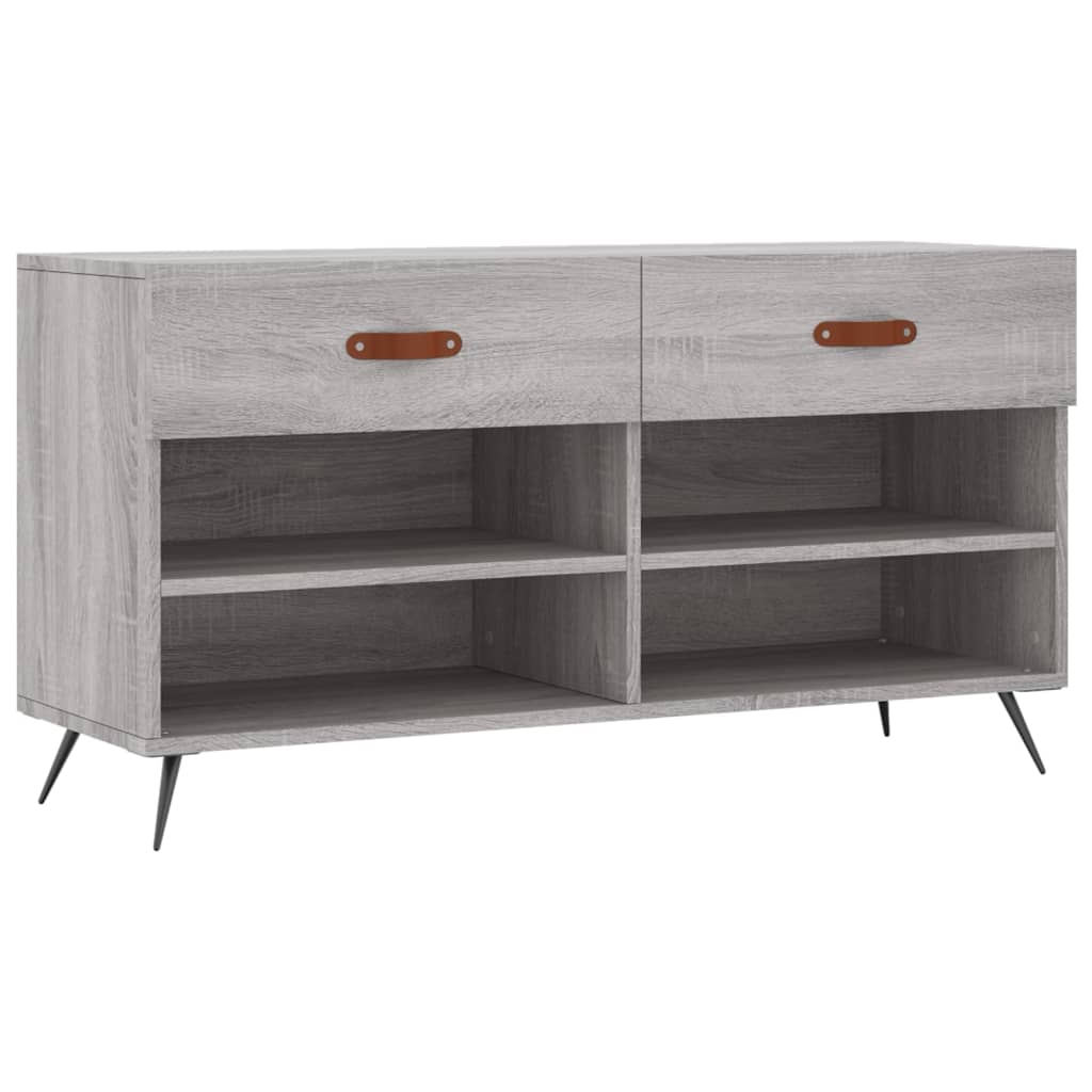 Panca Porta Scarpe Grigio Sonoma 102x35x55 cm Legno Multistrato 829714