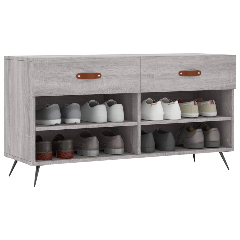 Panca Porta Scarpe Grigio Sonoma 102x35x55 cm Legno Multistrato 829714