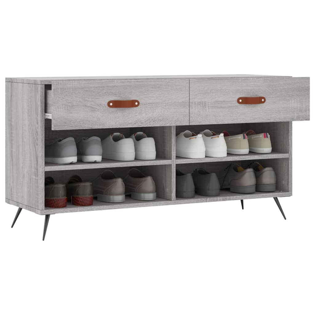 Panca Porta Scarpe Grigio Sonoma 102x35x55 cm Legno Multistrato 829714