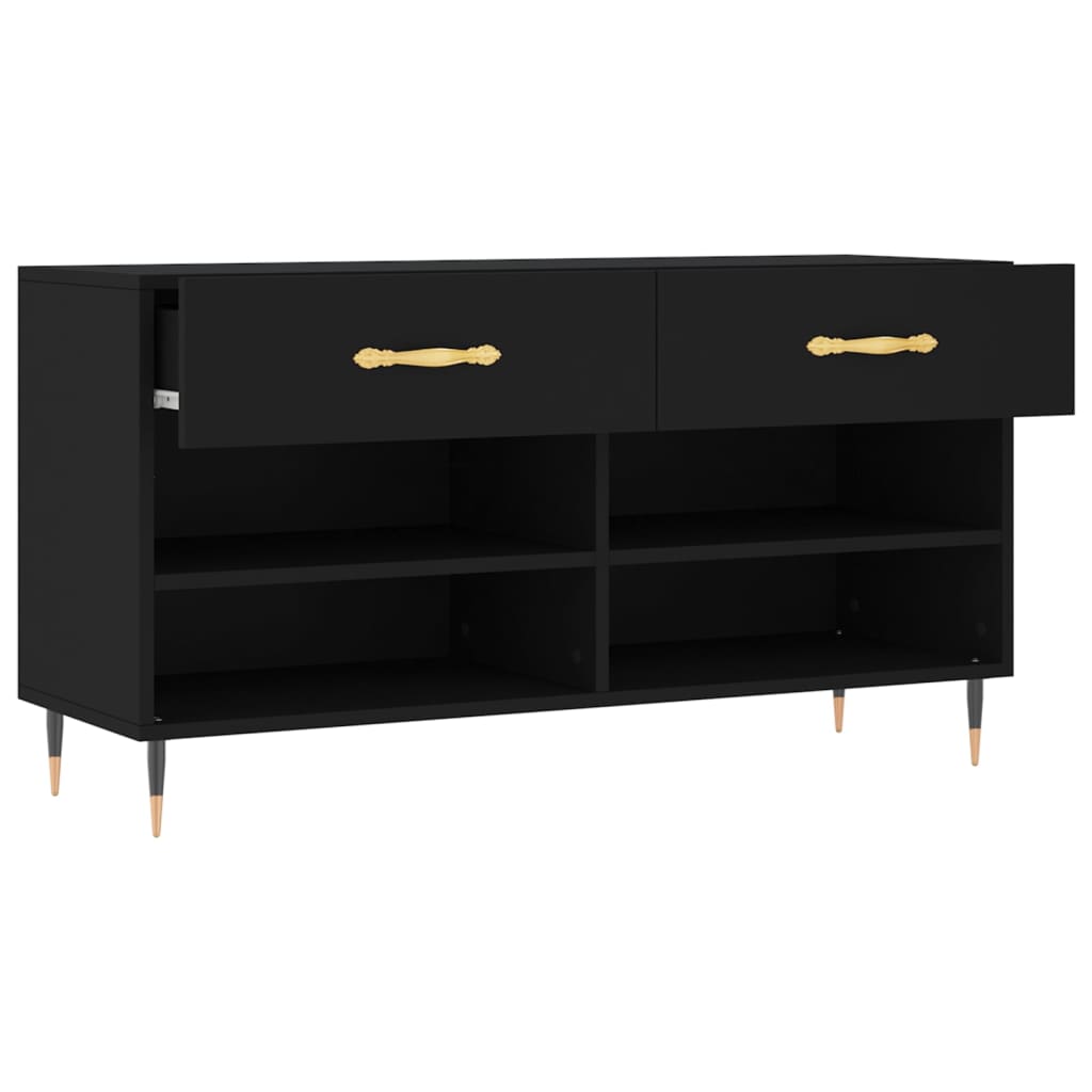 Panca Porta Scarpe Nera 102x35x55 cm in Legno Multistrato 829717