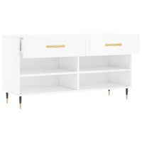 Panca Porta Scarpe Bianco Lucido 102x35x55 cm Legno Multistrato 829718