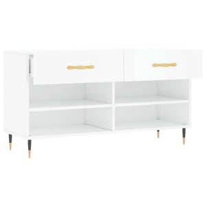 Panca Porta Scarpe Bianco Lucido 102x35x55 cm Legno Multistrato 829718