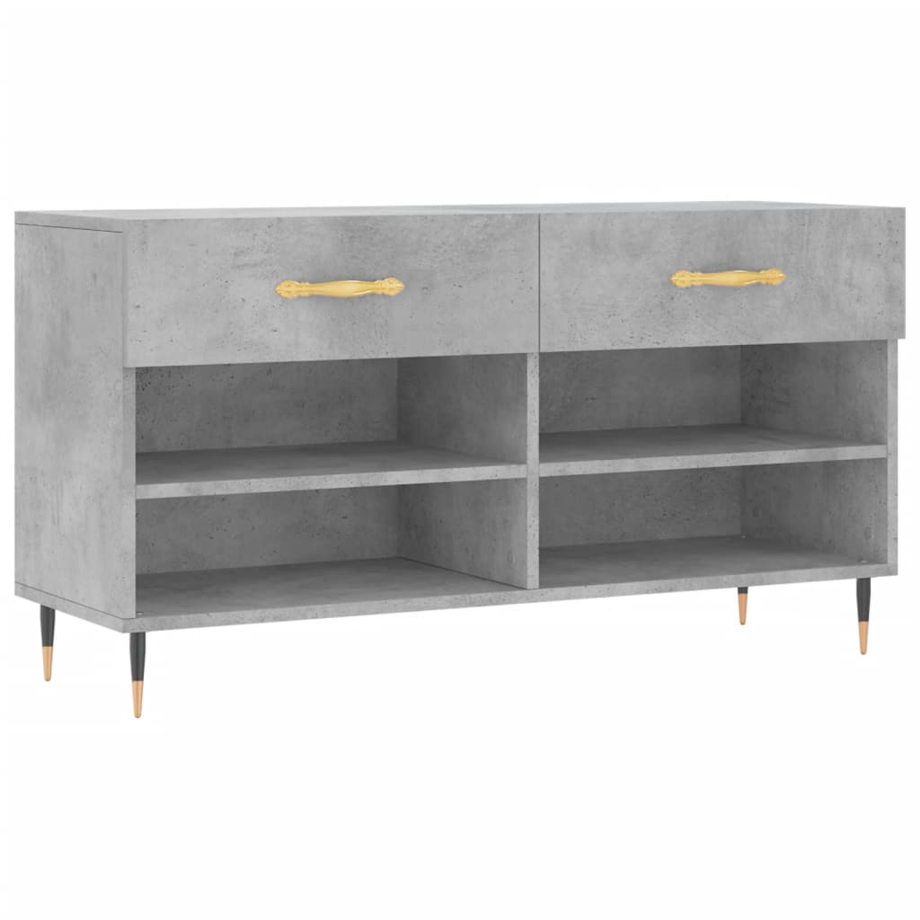 Panca Porta Scarpe Grigio Cemento 102x35x55cm Legno Multistrato 829720