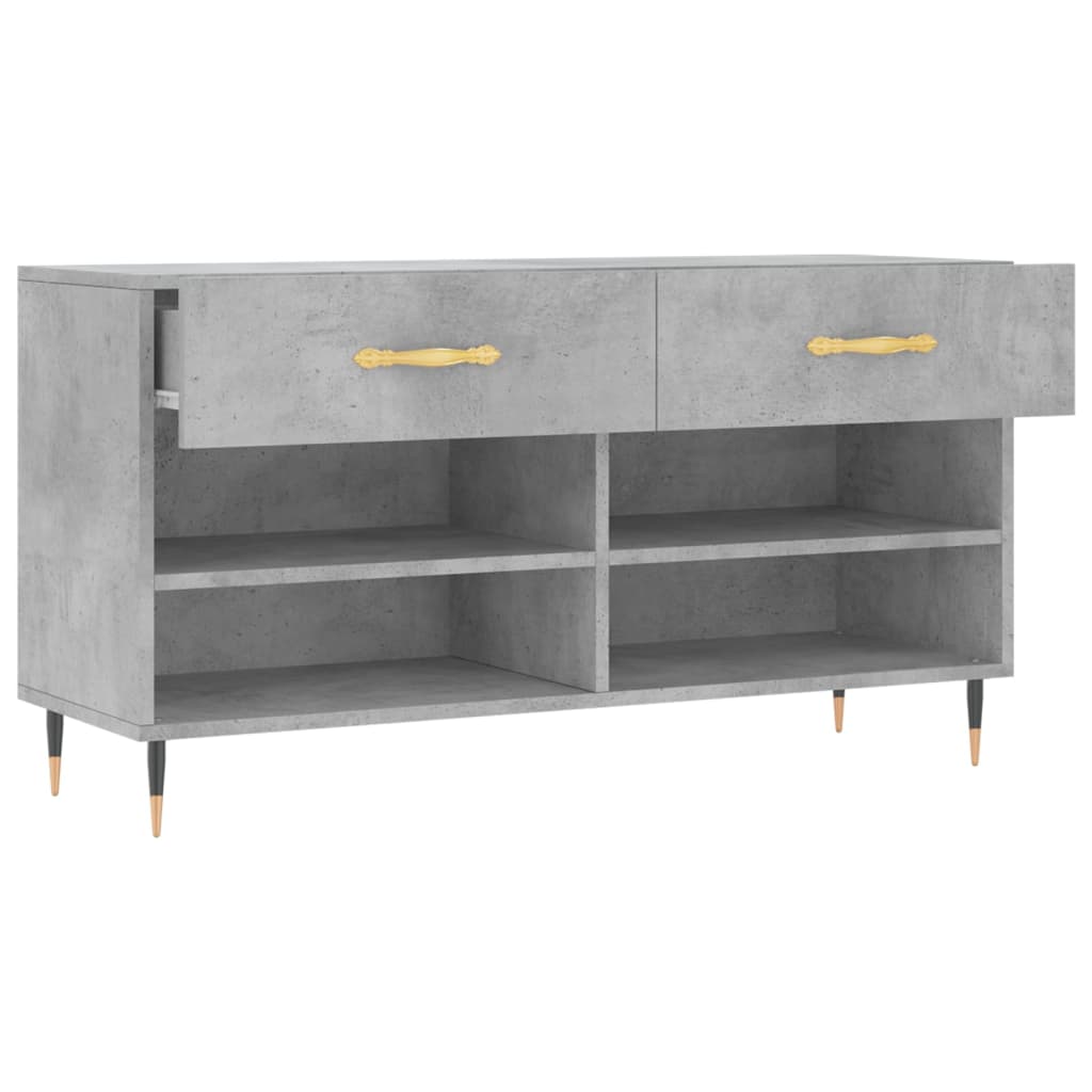 Panca Porta Scarpe Grigio Cemento 102x35x55cm Legno Multistrato 829720