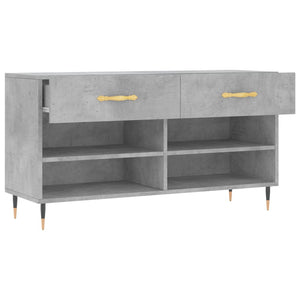 Panca Porta Scarpe Grigio Cemento 102x35x55cm Legno Multistrato 829720