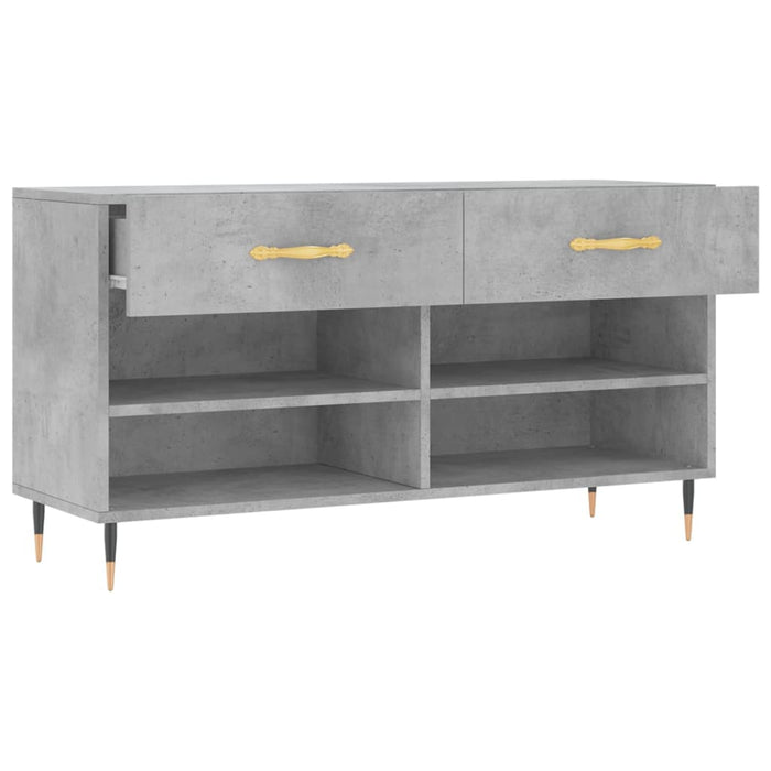 Panca Porta Scarpe Grigio Cemento 102x35x55cm Legno Multistrato 829720