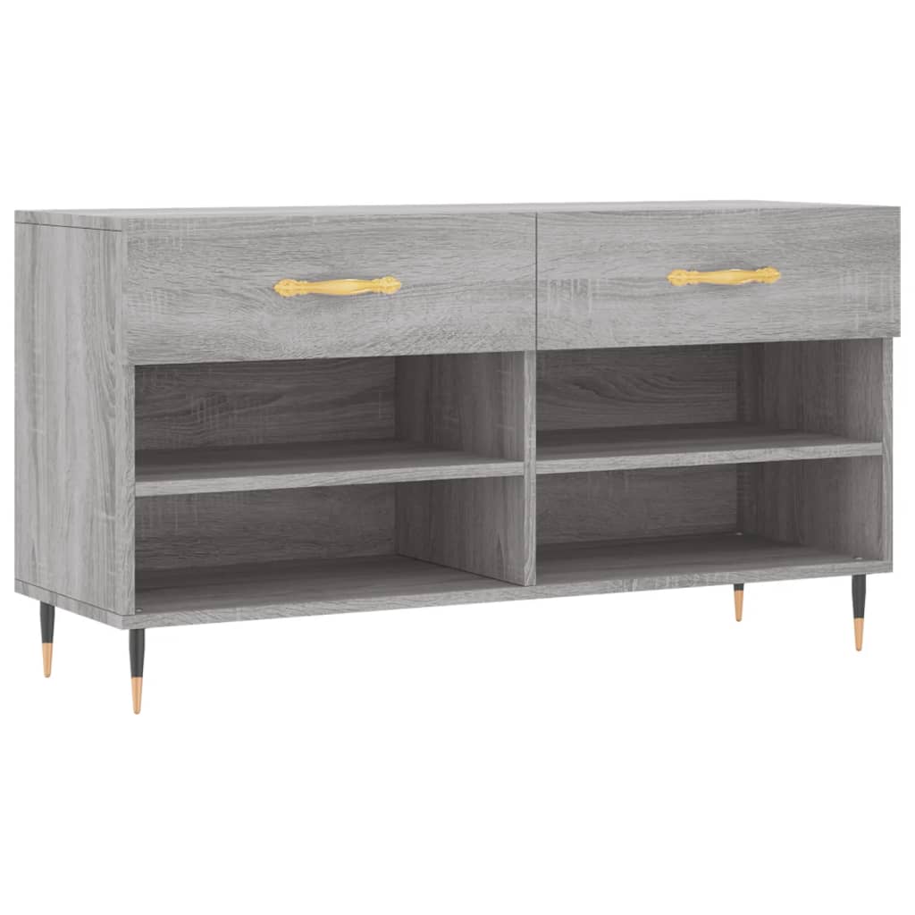 Panca Porta Scarpe Grigio Sonoma 102x35x55 cm Legno Multistrato 829722