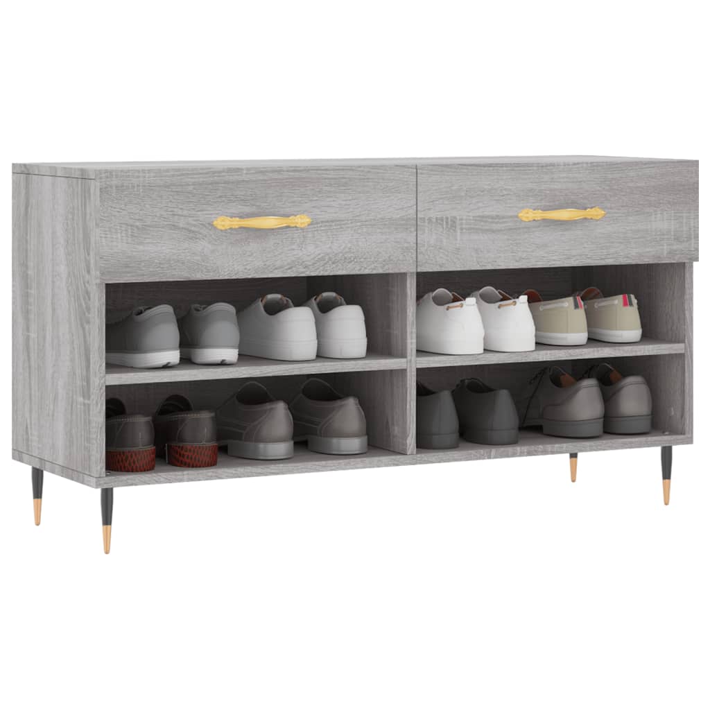 Panca Porta Scarpe Grigio Sonoma 102x35x55 cm Legno Multistrato 829722