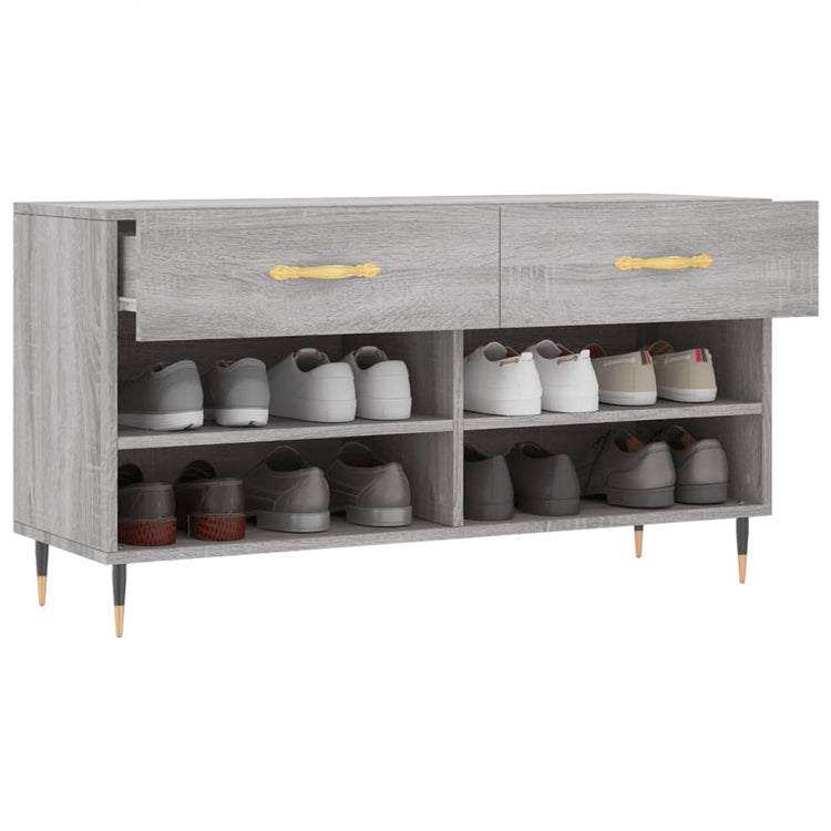 Panca Porta Scarpe Grigio Sonoma 102x35x55 cm Legno Multistrato 829722