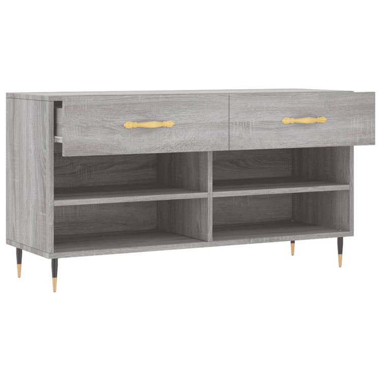 Panca Porta Scarpe Grigio Sonoma 102x35x55 cm Legno Multistrato 829722