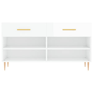 Panca Porta Scarpe Bianco Lucido 102x35x55 cm Legno Multistrato 829726