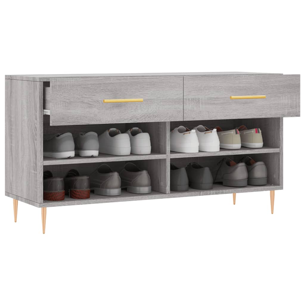 Panca Porta Scarpe Grigio Sonoma 102x35x55 cm Legno Multistrato 829730