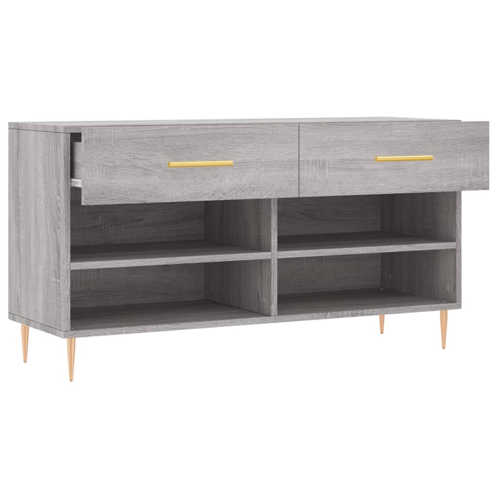 Panca Porta Scarpe Grigio Sonoma 102x35x55 cm Legno Multistrato 829730