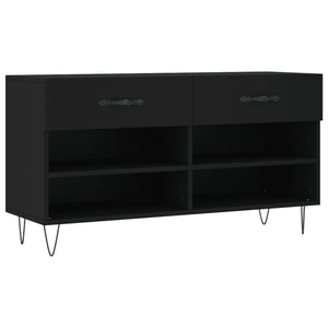 Panca Porta Scarpe Nera 102x35x55 cm in Legno Multistrato 829733