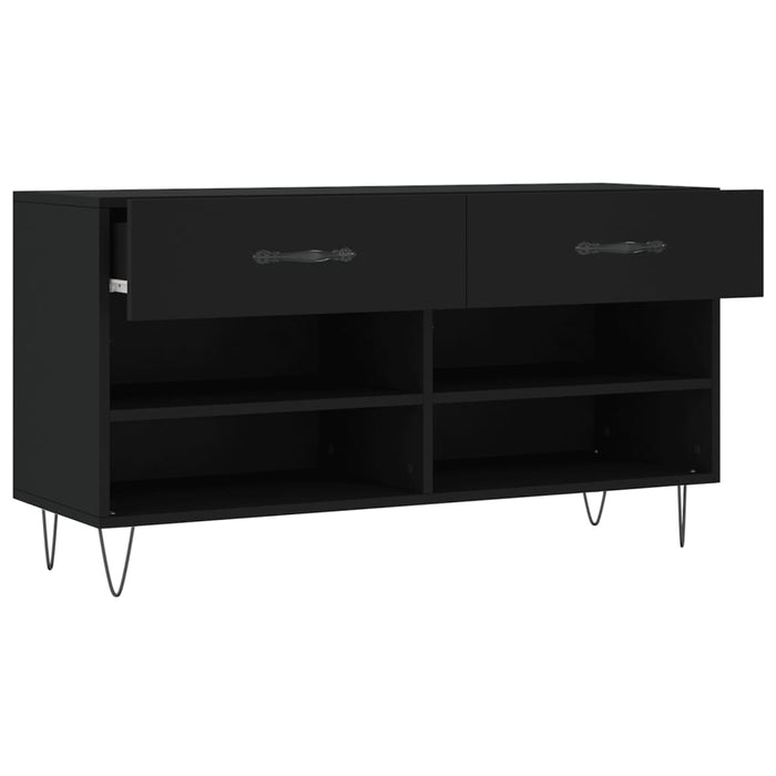 Panca Porta Scarpe Nera 102x35x55 cm in Legno Multistrato 829733