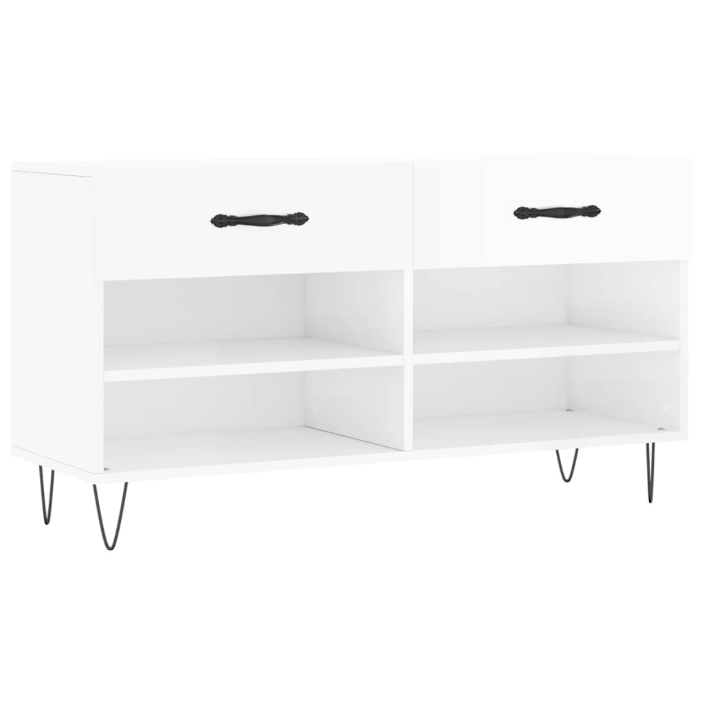 Panca Porta Scarpe Bianco Lucido 102x35x55 cm Legno Multistratocod mxl 103940