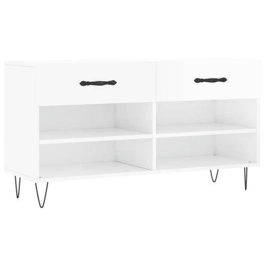 Panca Porta Scarpe Bianco Lucido 102x35x55 cm Legno Multistratocod mxl 103940