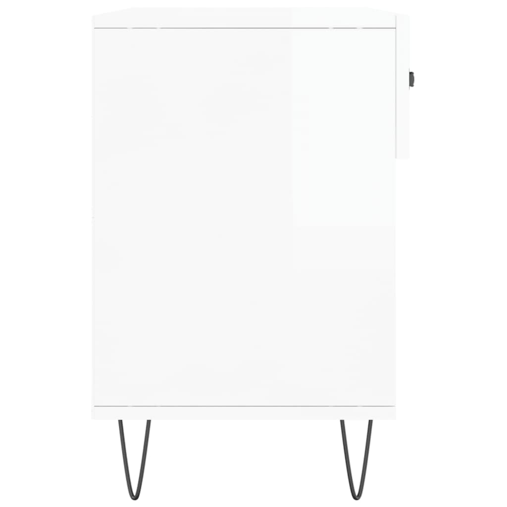 Panca Porta Scarpe Bianco Lucido 102x35x55 cm Legno Multistrato 829734